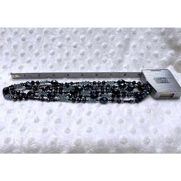 Vintage Chico's Signature Deep Navy & Pale Blue Glass Bead 27" Long Necklace - Picture 5 of 5